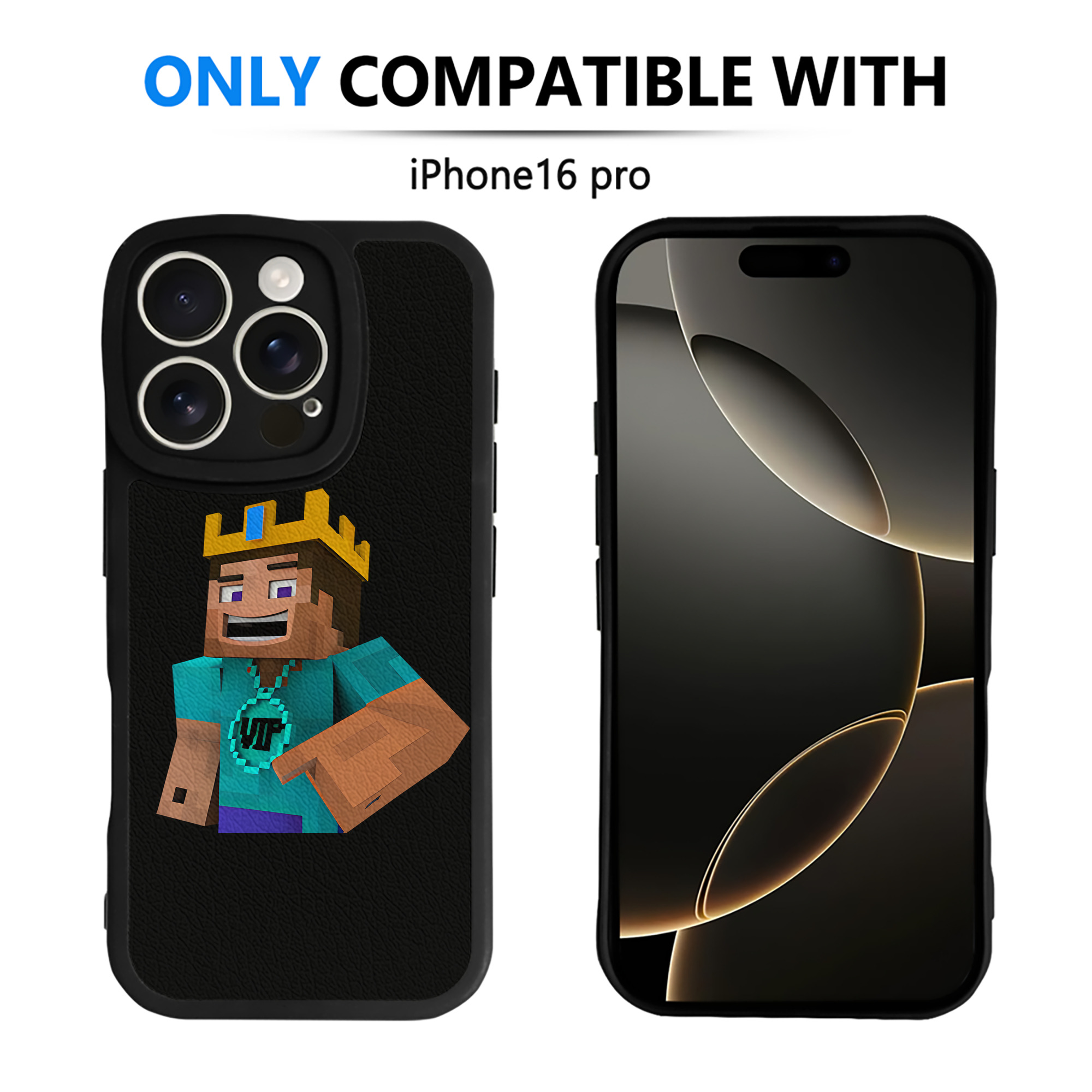 （画像用） マインクラフト ブロックの世界 Minecraft MC Block world 【iPhone 16シリーズ対応】シリコンスマホケース（レザー調） 材質：シリコン